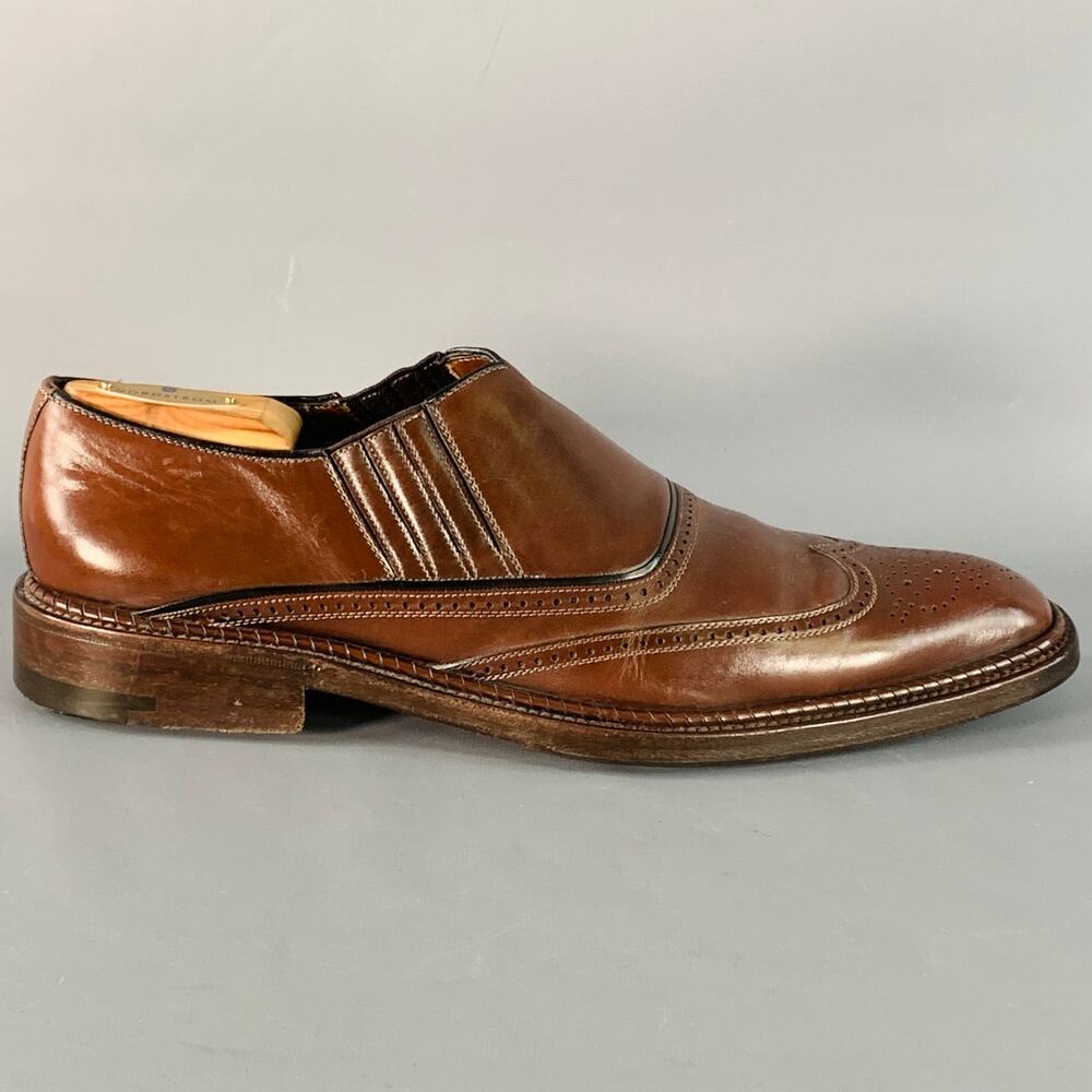 A. TESTONI Size 12 Brown Leather Perforated Wingtip Loafers - Picture 2 of 8